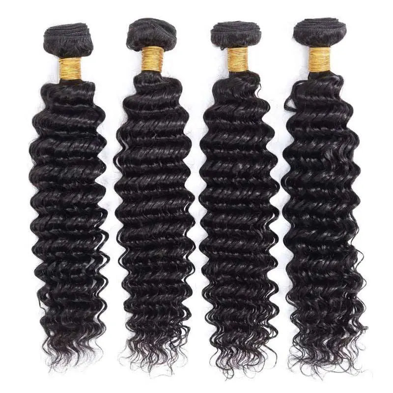 10A Grade 4 Bundles Deep Wave Natural Black Brazilian Virgin Hair - Yufei Hair