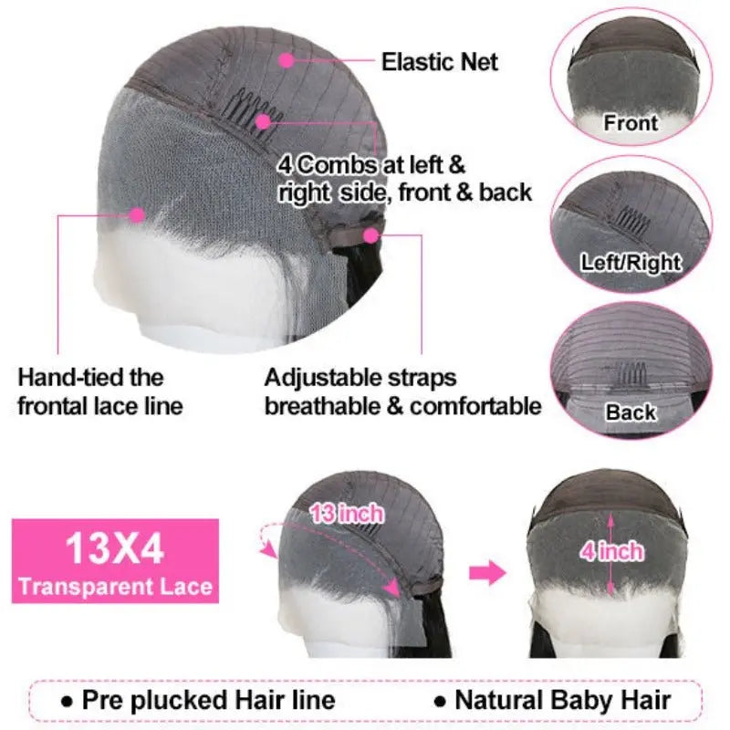 13x4 Transparent Lace Frontal Deep Wave Wigs Virgin Human Hair - Yufei Hair