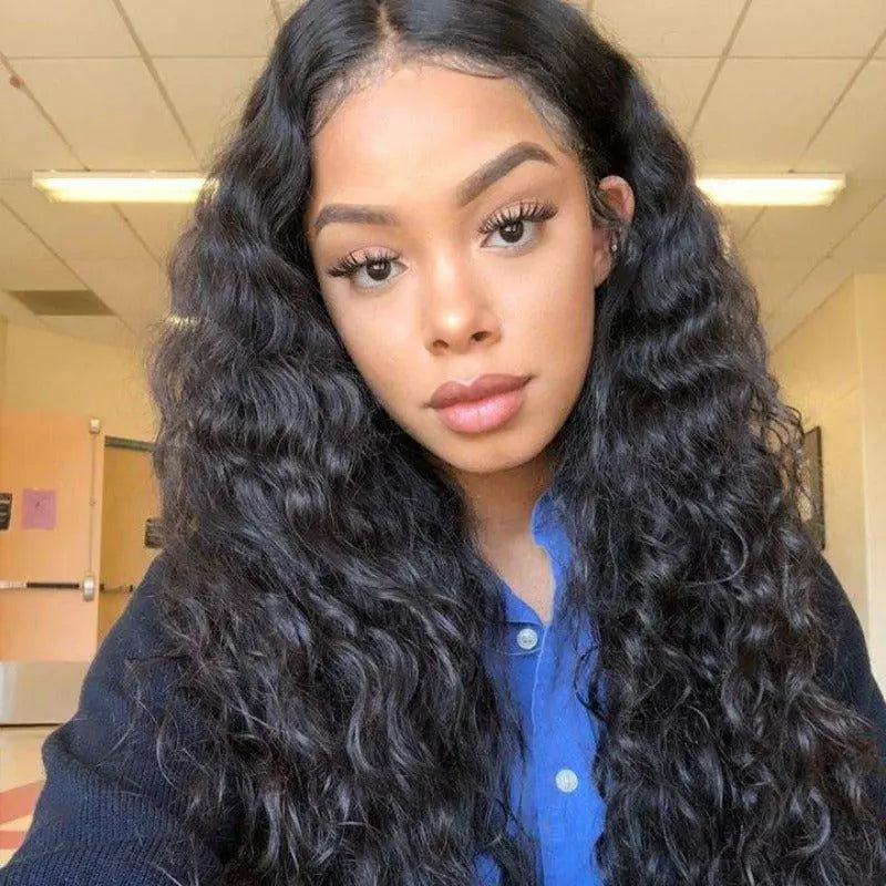 13x6 Transparent Lace Frontal Deep Curly Wigs Natural Black - Yufei Hair