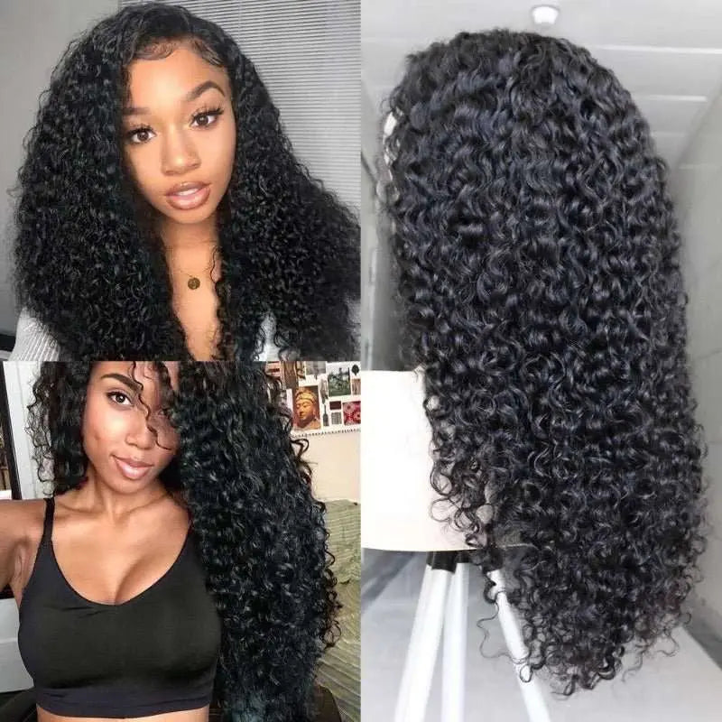 13x6 Transparent Lace Frontal Kinky Curly Wigs Natural Black - Yufei Hair