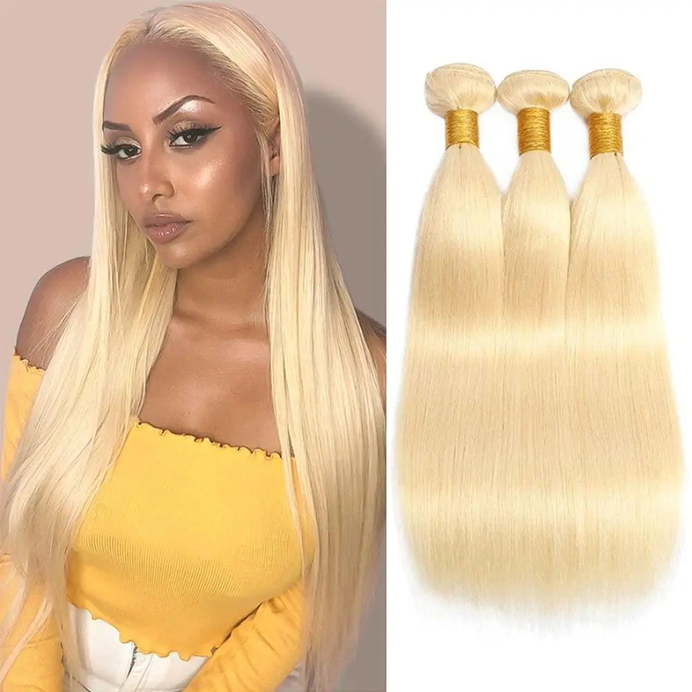 #613 Blonde Color 3 Bundles Straight Brazilian Virgin Hair - Yufei Hair
