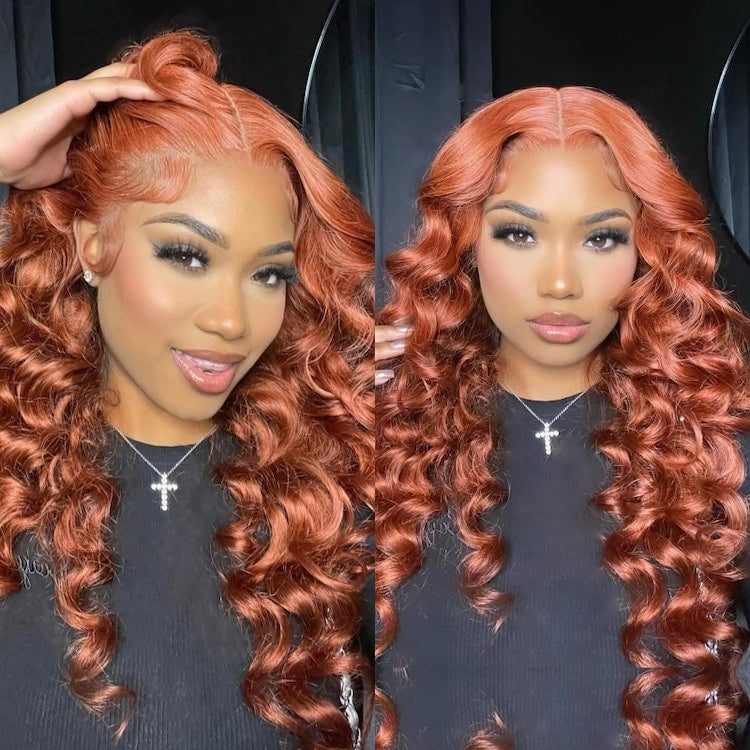 Copper Auburn Color Body Wave Bright Brown 13*4 Lace Frontal Wigs - Yufei Hair