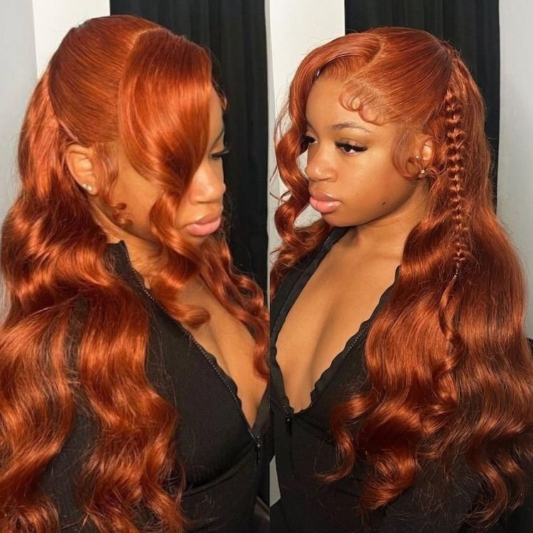 Copper Auburn Color Body Wave Bright Brown 13*4 Lace Frontal Wigs - Yufei Hair
