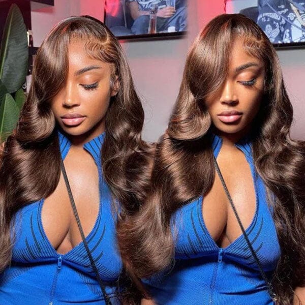 Body Wave 13x4 Lace Frontal Wigs #4 Chocolate Brown Color 4x4 Closure Wig - Yufei Hair
