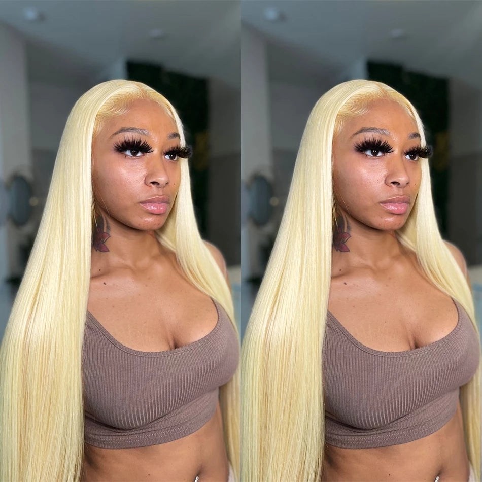 613 Blonde High-Density 4×4 HD Lace Closure Wig Straight Human Hair - Yufei Hair