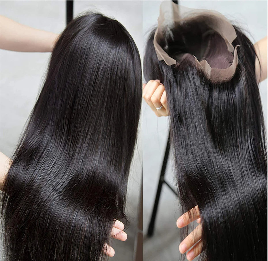 360 Lace Frontal Wig Straight Hair Virgin Hair Natural Black Pre-Plucked - Yufei Hair