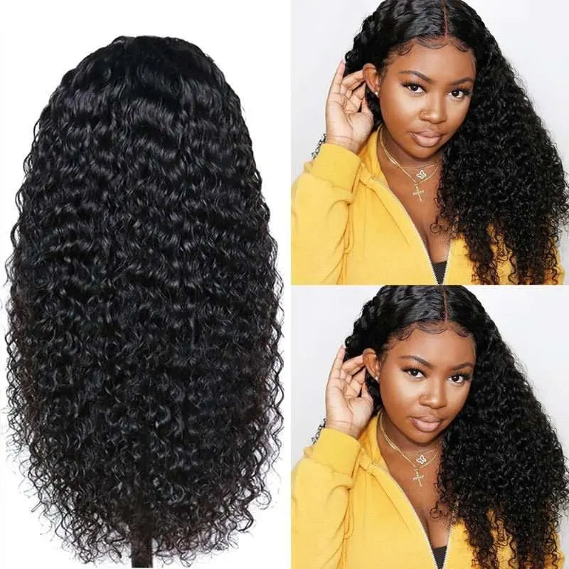 Full Lace Wig Kinky Curly Brazilian Virgin Hair Natural Black Pre-Plucked - Yufei Hair