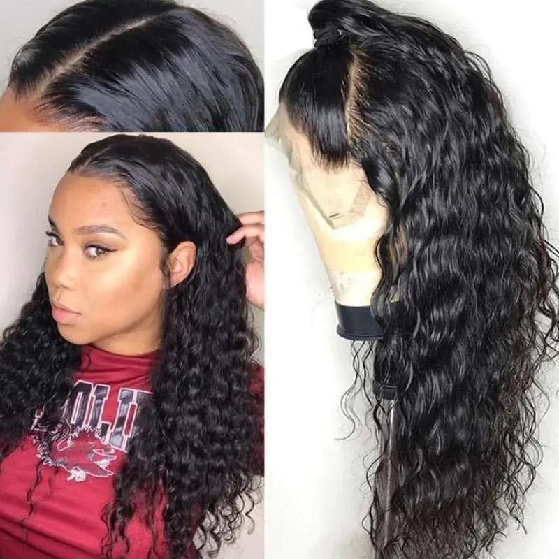 Full Lace Wig Water Wave Brazilian Virgin Hair Natural Black Pre-Plucked - Yufei Hair