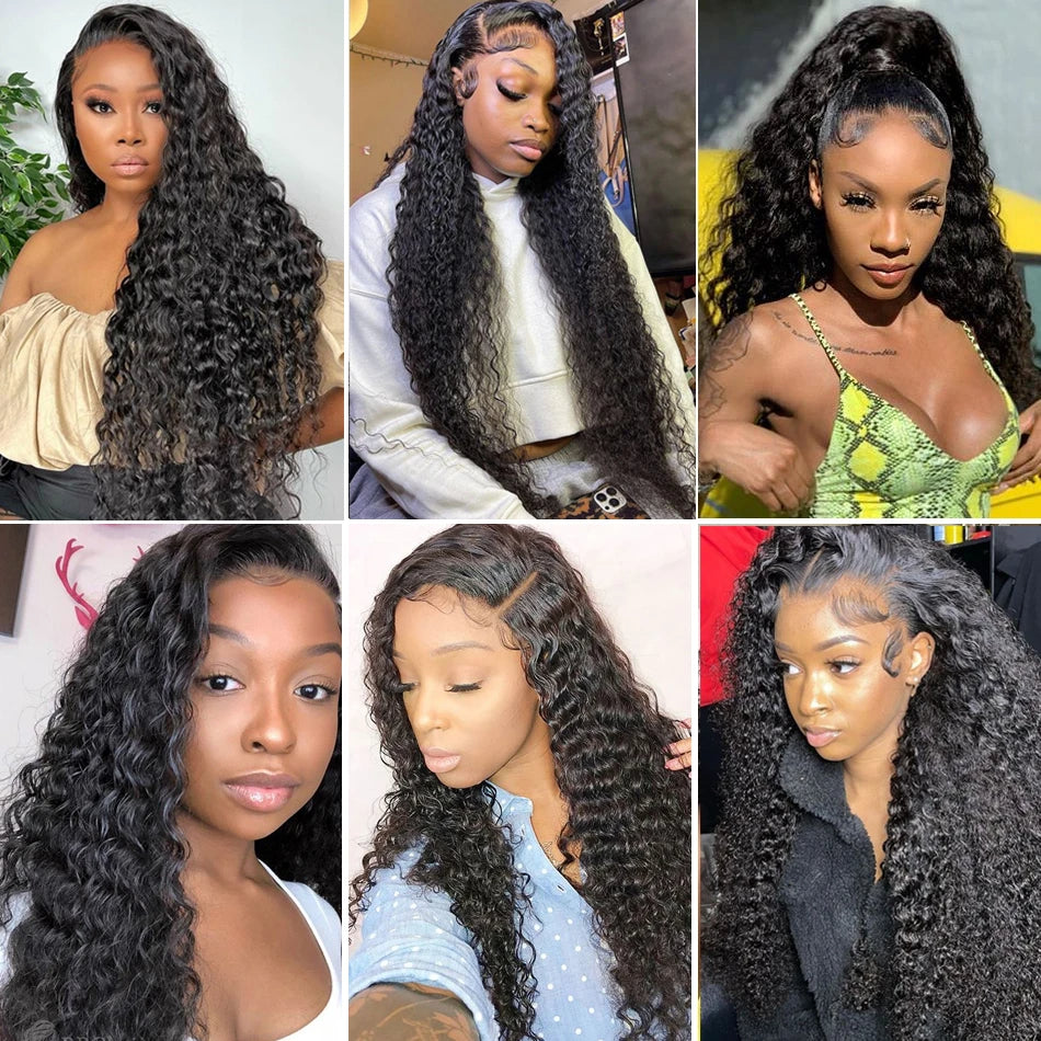 360 Lace Frontal Wig Water Wave Virgin Hair Natural Black Pre-Plucked - Yufei Hair