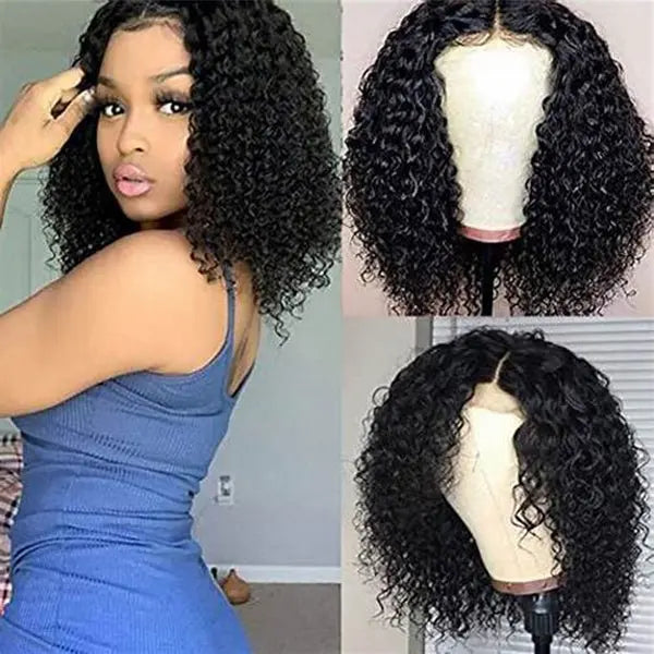 Middle Part 4*4 Lace Closure Bob Kinky Curly Wigs 250% Density - Yufei Hair