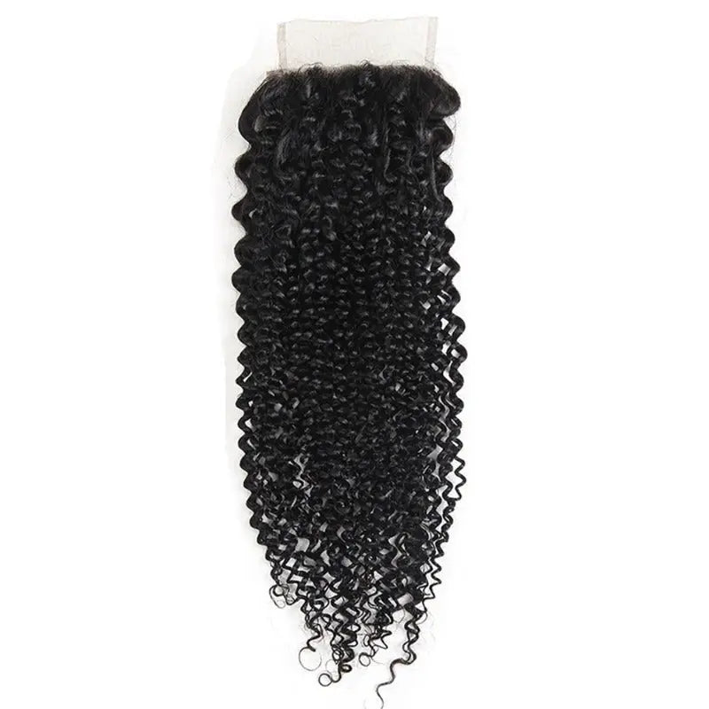 Natural Black 3 Bundles Kinky Curly Brazilian Virgin Hair With 4*4 Lace Closure - Yufei Hair