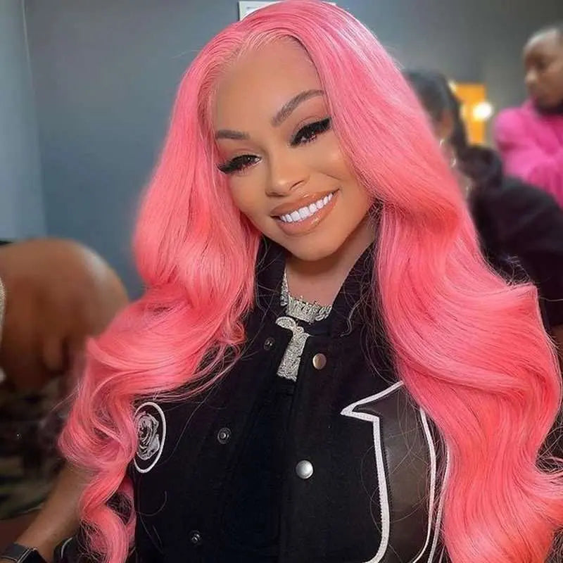 New Fashion Pink Color 13*4 Lace Frontal Wig Straight/Body Wave - Yufei Hair