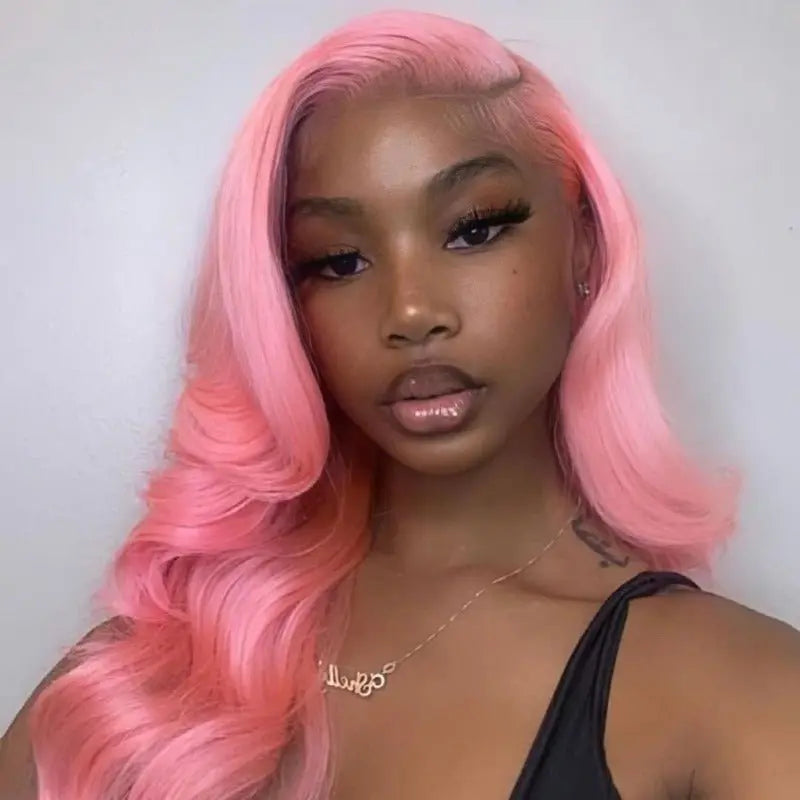 New Fashion Pink Color 13*4 Lace Frontal Wig Straight/Body Wave - Yufei Hair