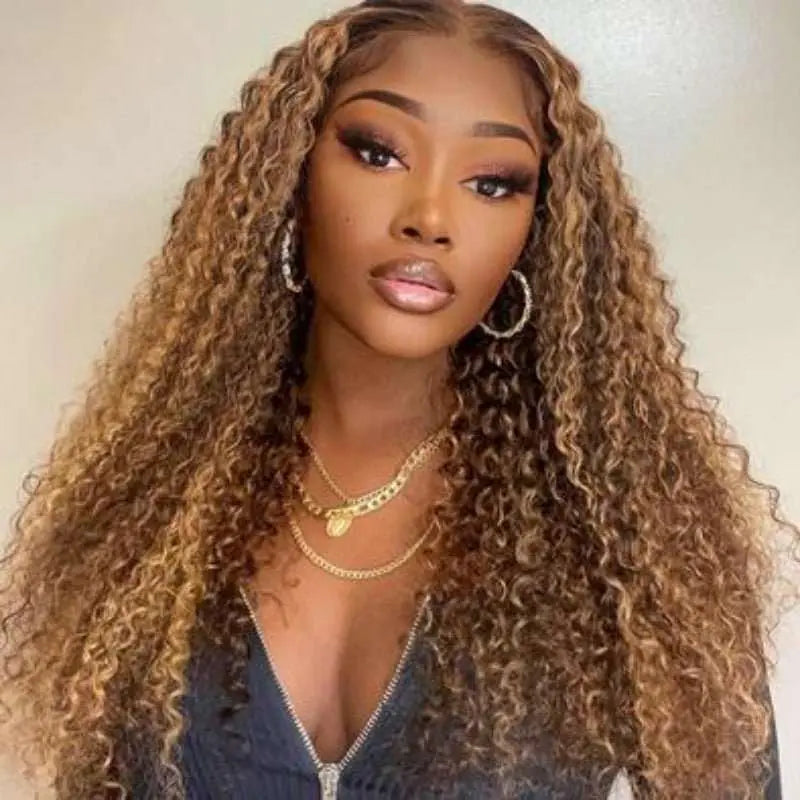 Piano Highlights Ombre Romantic Curly Wave 13*4 Lace Frontal Wig - Yufei Hair