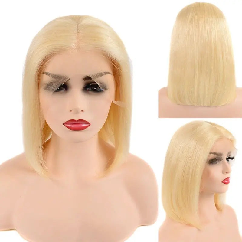 Princess Blonde 613 Color Short Straight 13*4 Lace Frontal Bob Wig - Yufei Hair