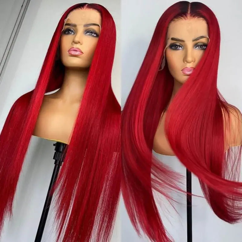 Redwine Color 4x4 13x4 Straight Lace Frontal Wigs - Yufei Hair