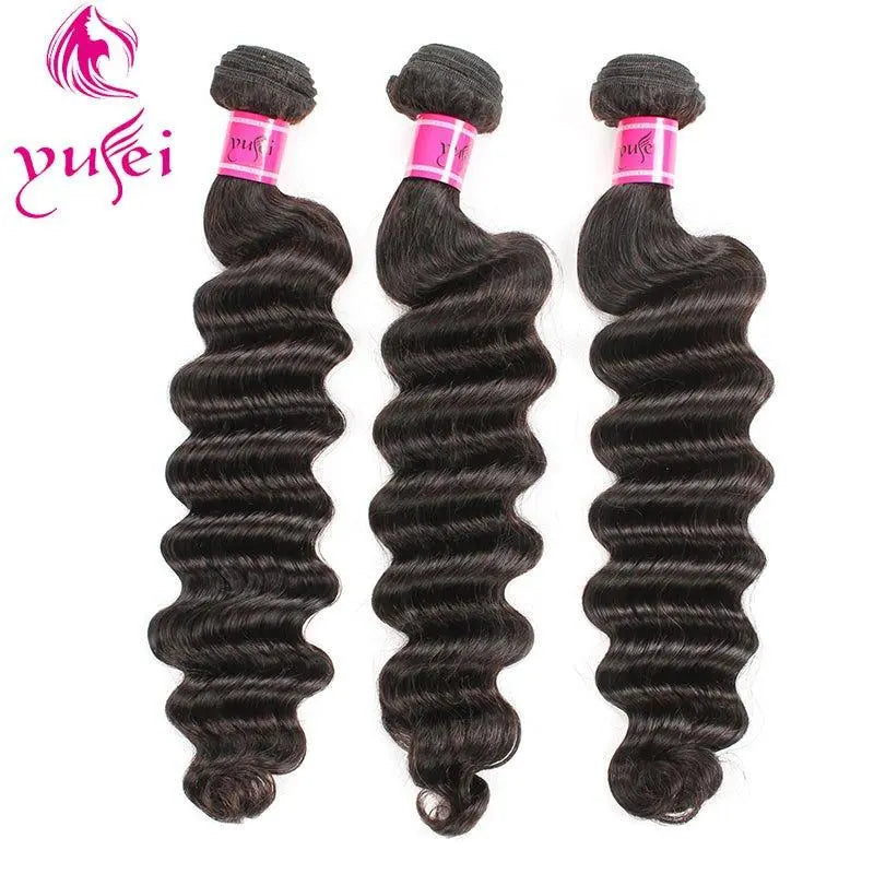 Remy Hair 3 Bundles Loose Deep Natural Black Brazilian Virgin Hair - Yufei Hair