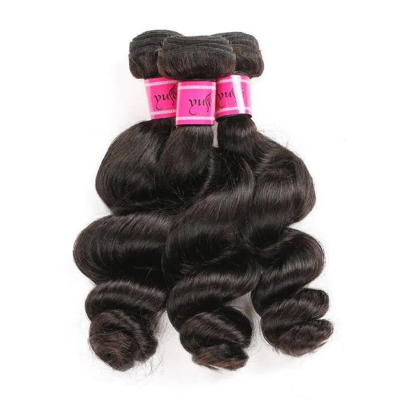Remy Hair 3 Bundles Loose Wave Natural Black Brazilian Virgin Hair - Yufei Hair