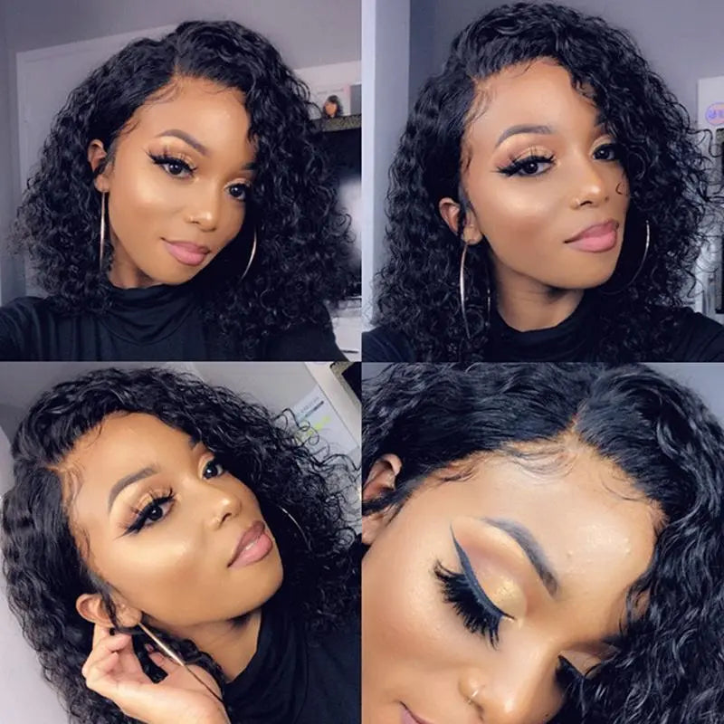 Thick Combed Kinky Curly Bob 13*4 Lace Frontal Wig - Yufei Hair