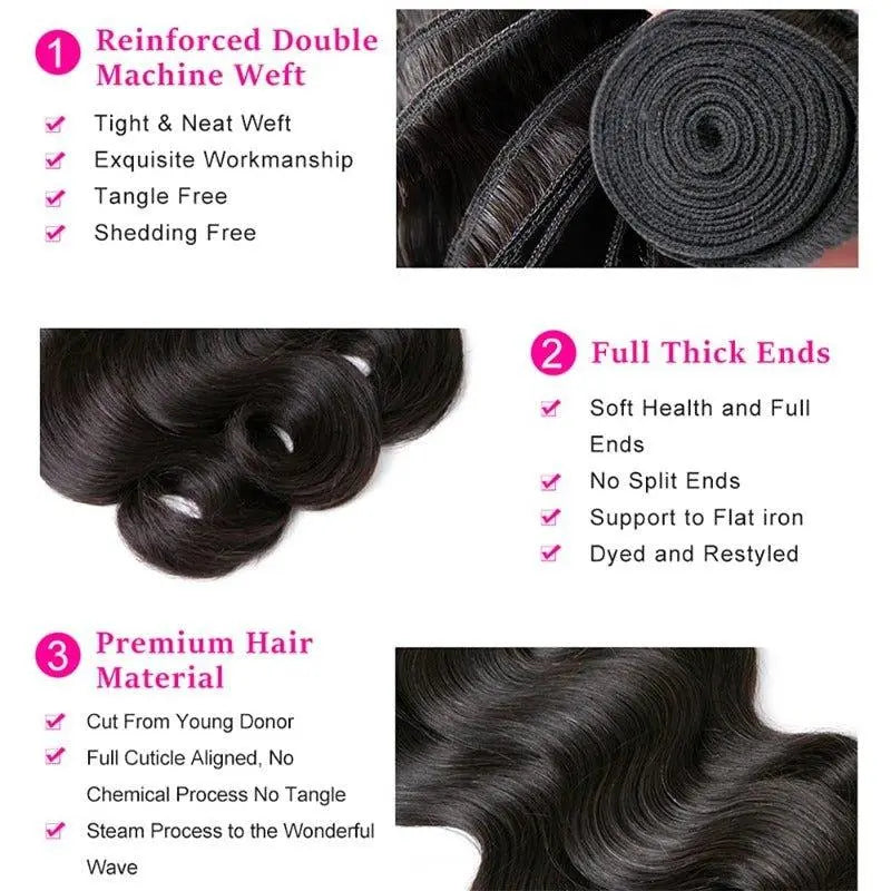 YuFei Hair 3 Bundles Deep Wave Super High Class Premium Virgin Hair Natural Black - Yufei Hair