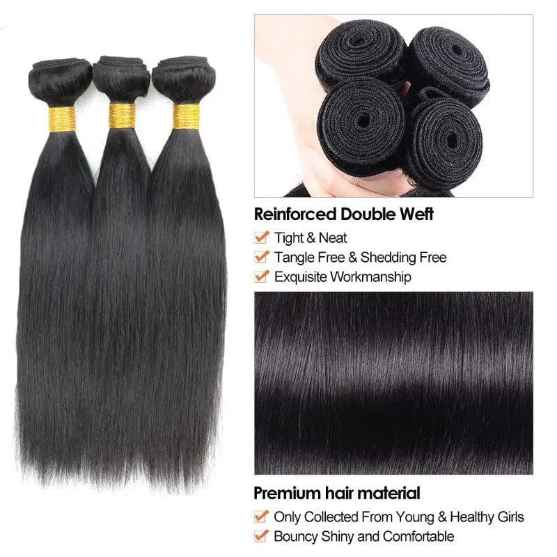 YuFei Hair 3 Bundles Straight Super High Class Premium Virgin Hair Natural Black - Yufei Hair