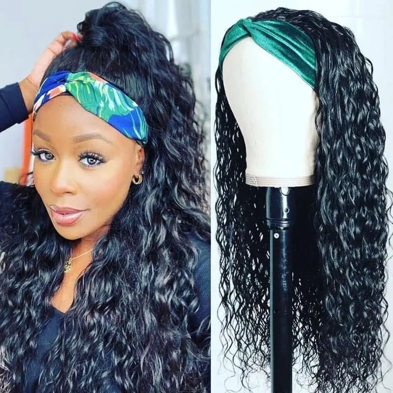 YuFei Hair Glueless Headband Water Wave Wig For Black Woman 150%Density - Yufei Hair
