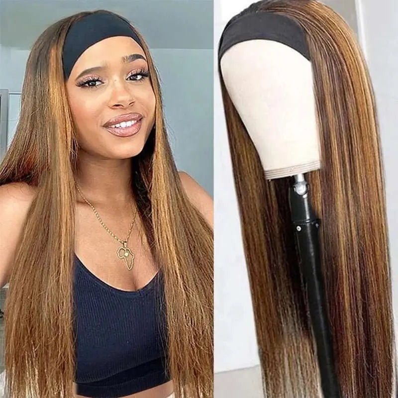YuFei Hair Honey Piano Color Glueless Headband Straight Wig 150%Density - Yufei Hair
