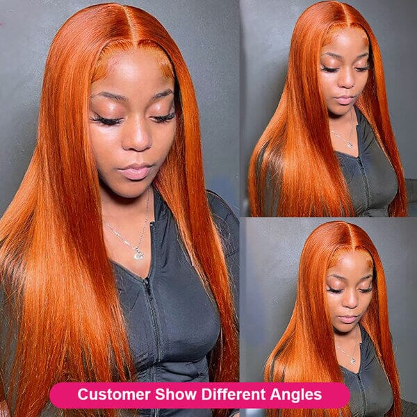 New Fashion Orange Color 13*4 Lace Frontal Wig Straight/Body Wave - Yufei Hair